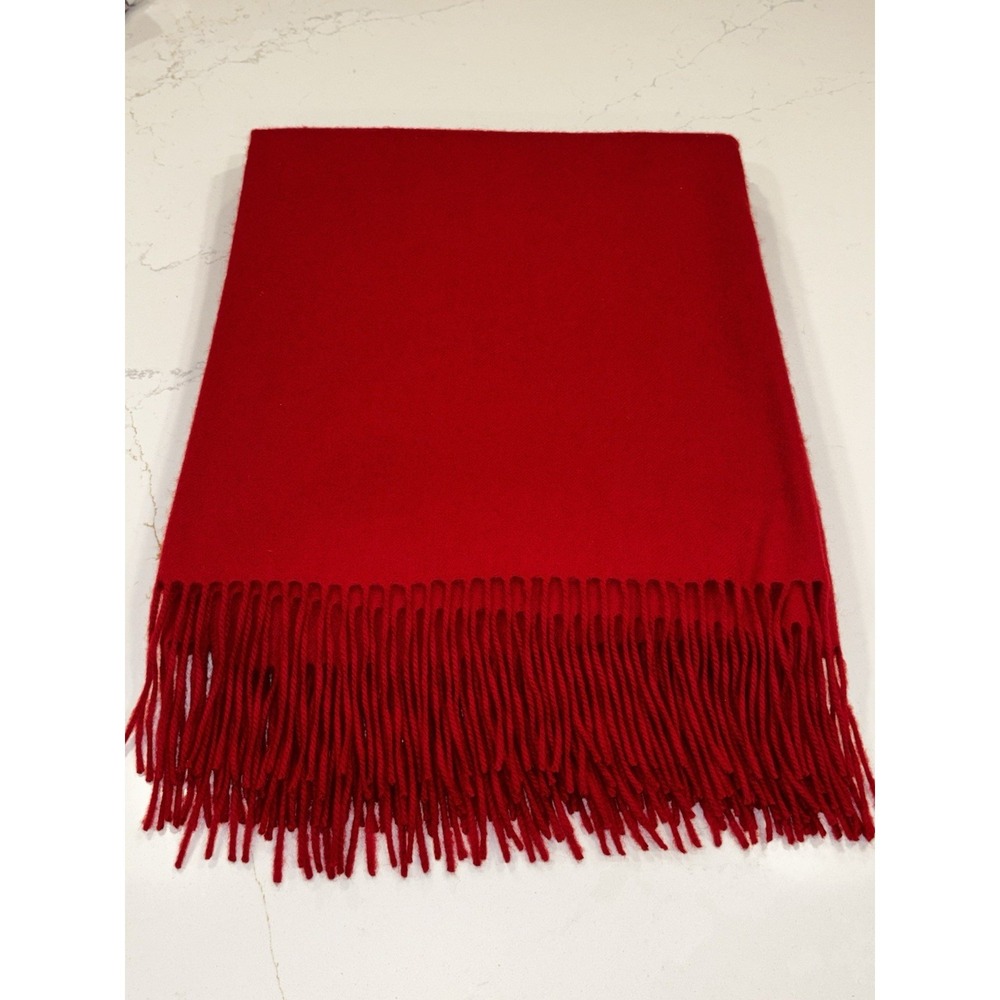 NWOT Williams Sonoma Cashmere Throw‎ Fringe Red 50" X 65"